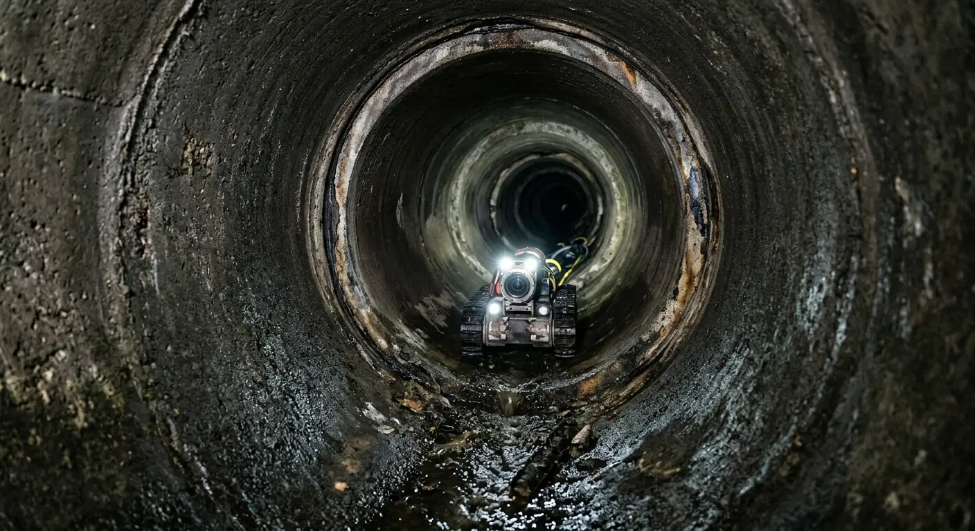 Robotic sewer camera inspecting pipe interior for Sewer Line Cleaning in Lebanon